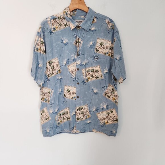 Windham Pointe Hawaiian Shirt Rayon Floral Vacation Blue Button Up Mens XL - Picture 3 of 9